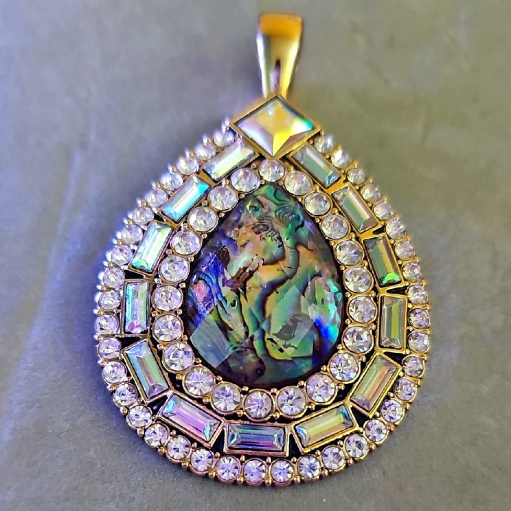 Premier Designs Rhinestone And Abalone Shell Pendant
